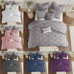 Pintuck Duvet Cover Set – 100% Egyptian Cotton – Single to Super King Size Bedding