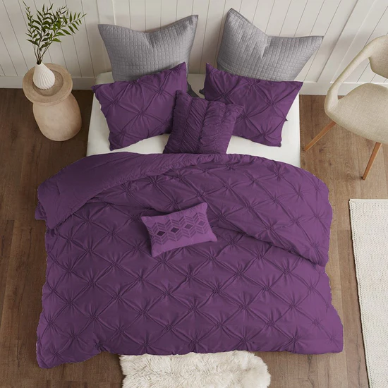 Pintuck Duvet Cover Set – 100% Egyptian Cotton – Single to Super King Size Bedding